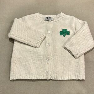 Fingerprints NY Baby White Cotton Shamrock Cardigan 12 mos